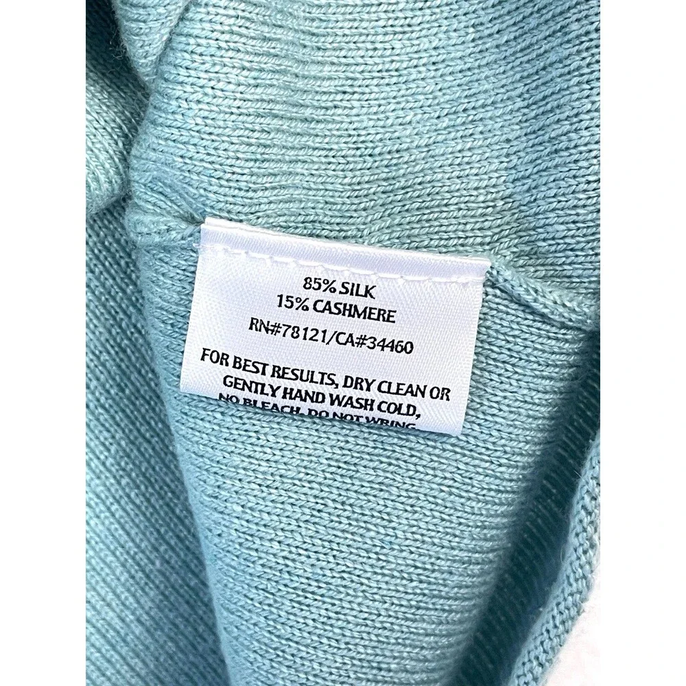 Eileen Fisher Cashmere Tunic XL Italian Silk Blue Knit Scoop Neck Long Sleeve